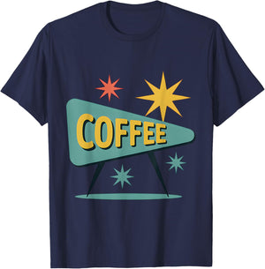 Mid Century Modern Coffee Sign Retro Style Vintage T-Shirt - T-Shirt | Navy