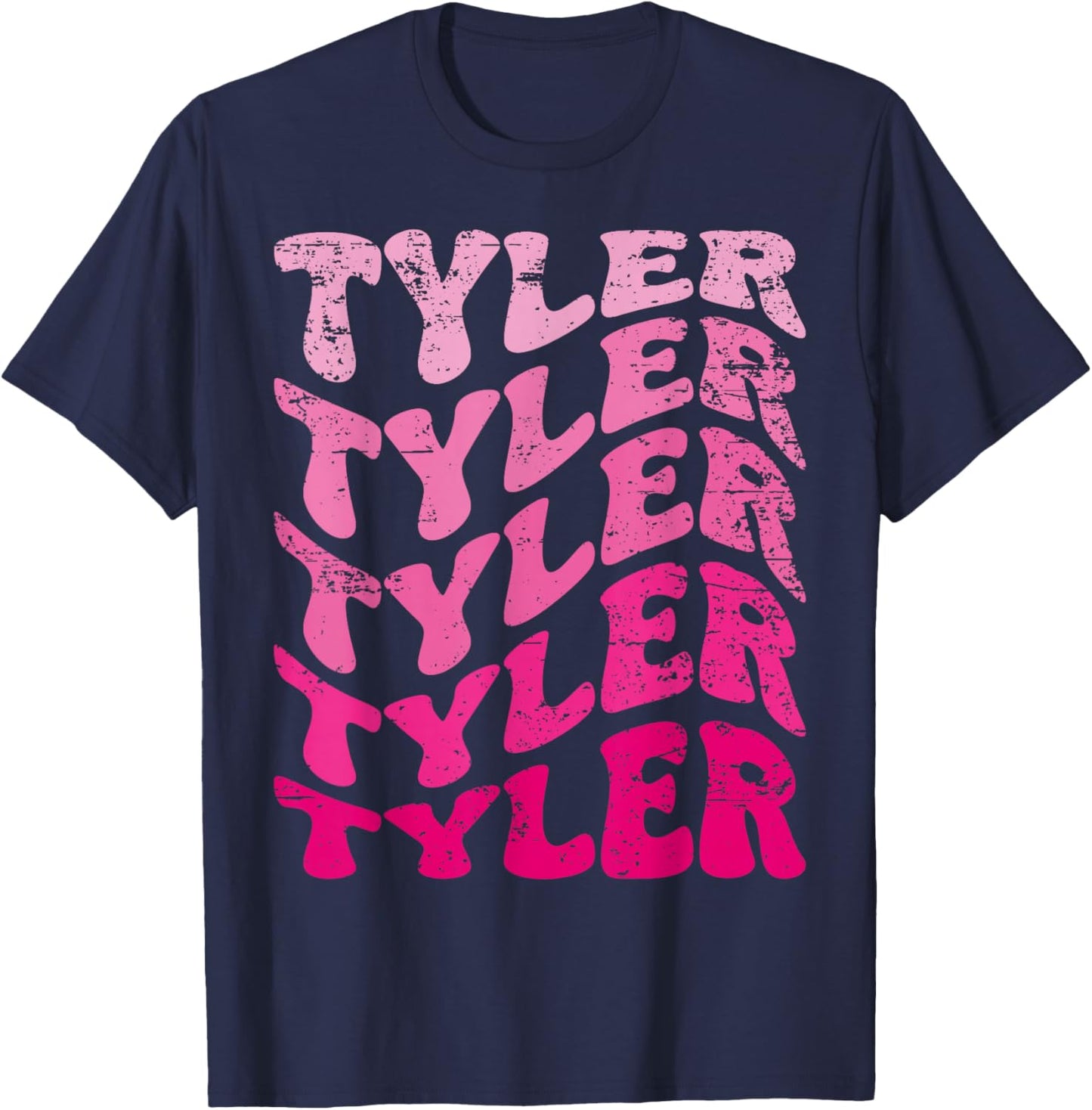 Retro Tyler First Name Personalized Tyler Groovy Vintage T-Shirt - T-Shirt | Navy