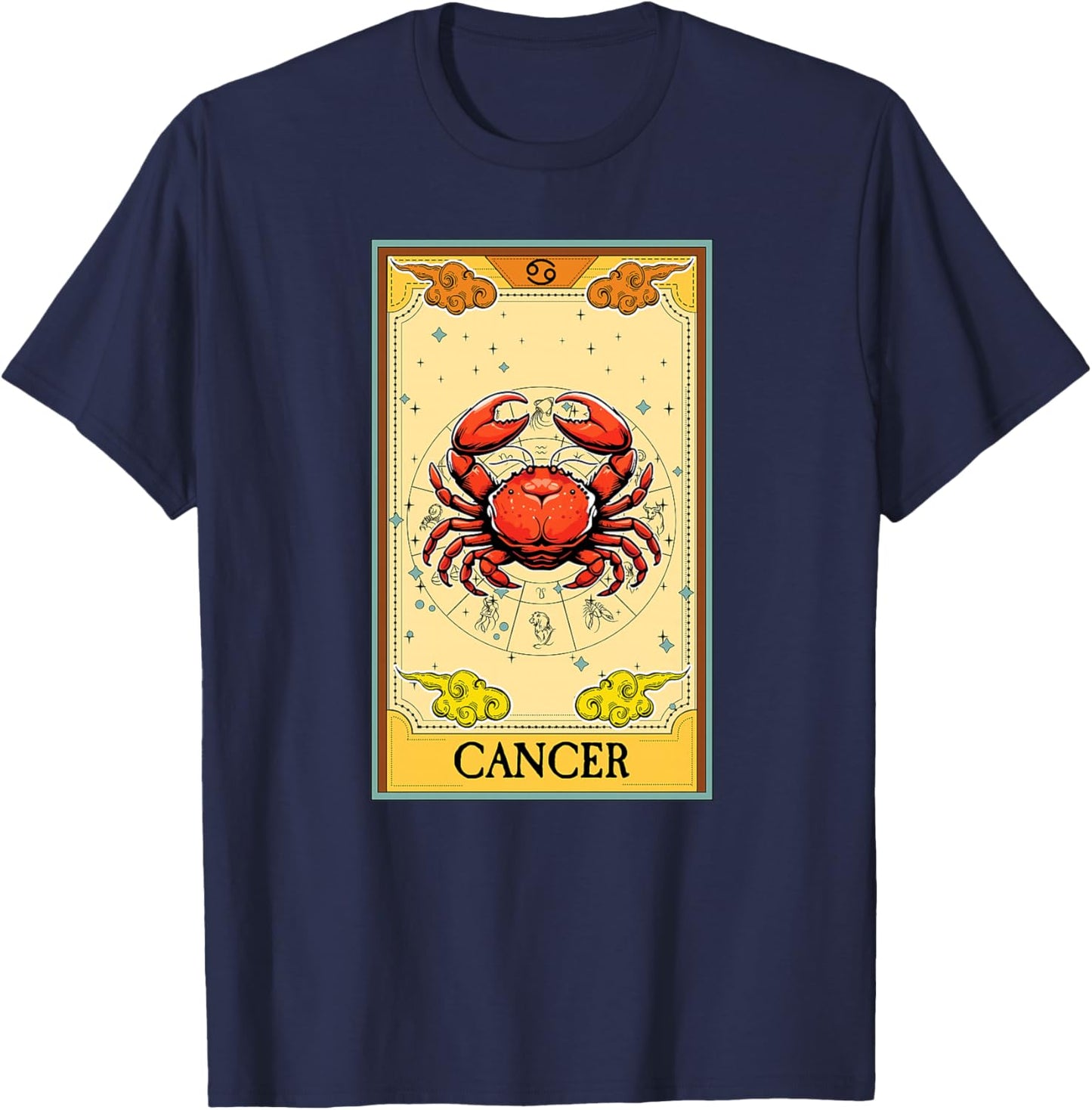 Carte de Tarot Horoscope du Cancer avec Symbole du Zodiaque Haut de Gamme T-Shirt - T-Shirt | Navy