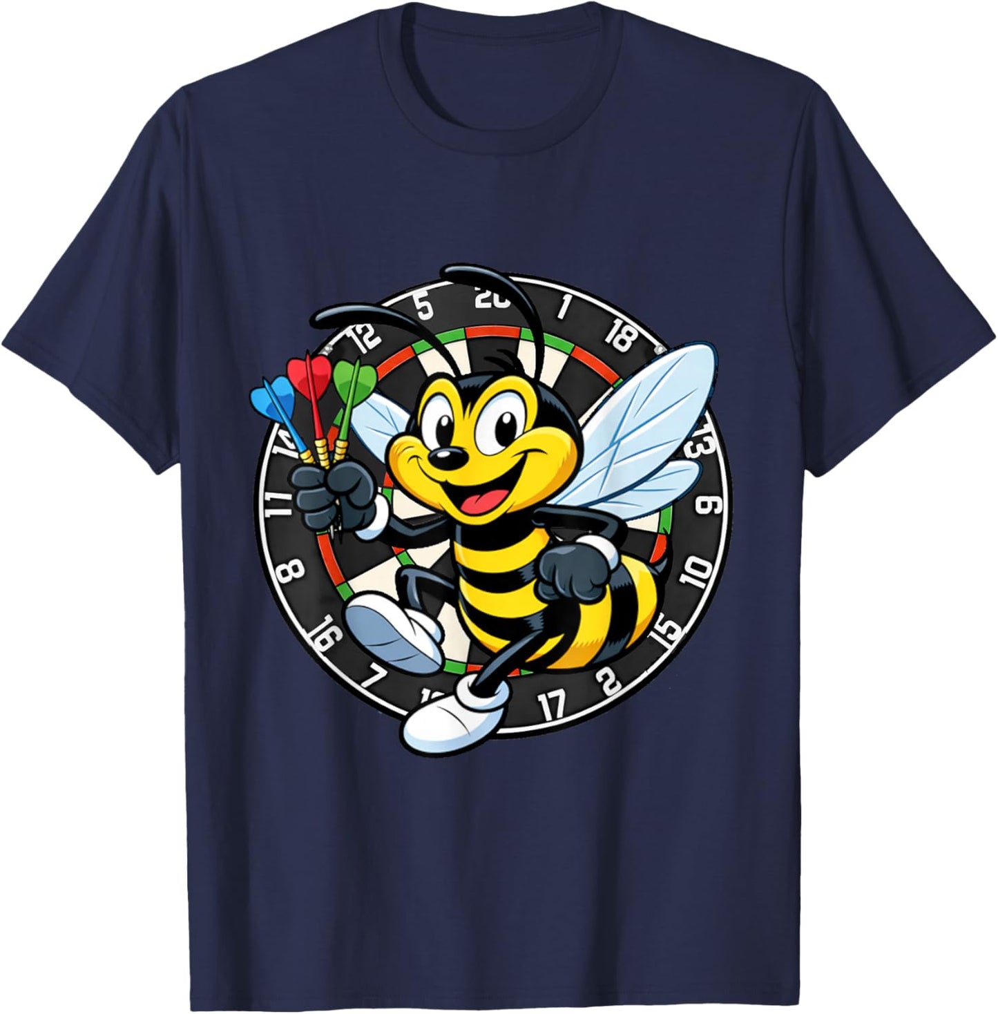 Funny Wasp Darts Player Ally Pally Dartboard Design T-Shirt - T-Shirt | Navy