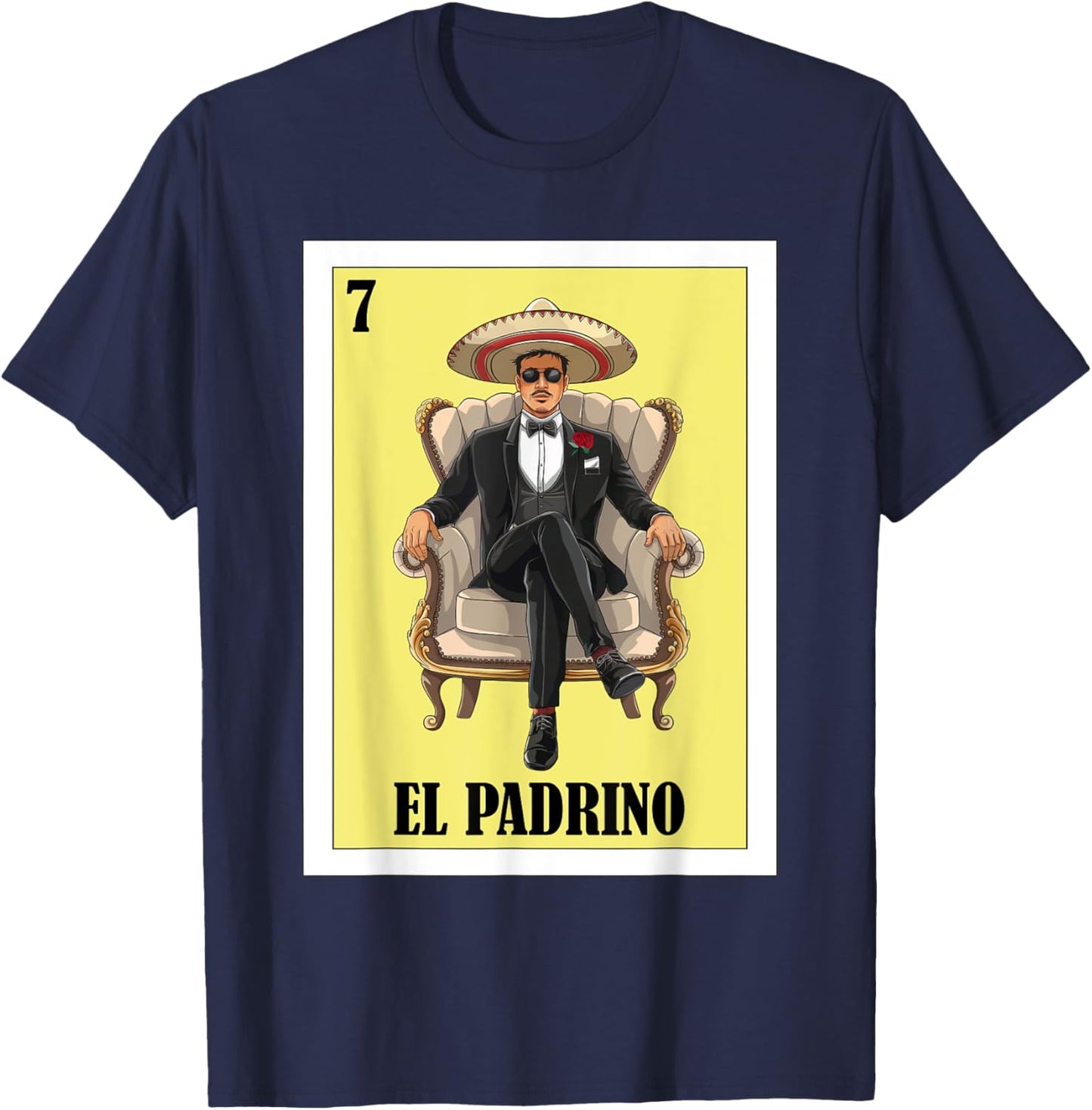 Funny Mexican Baptism Baby Shower Design Padrino Proposal T-Shirt - T-Shirt | Navy