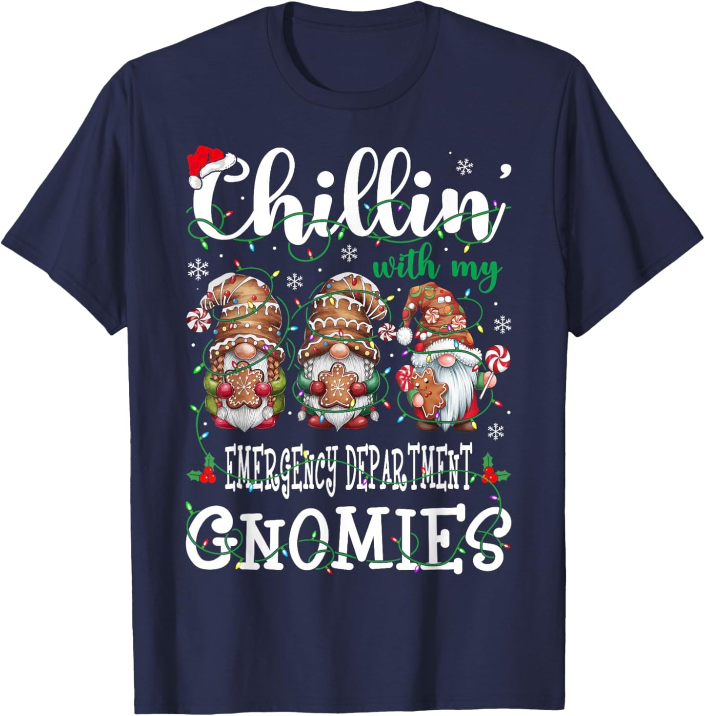 Chillin With My Emergency Department Gnomies Christmas ED T-Shirt - T-Shirt | Navy