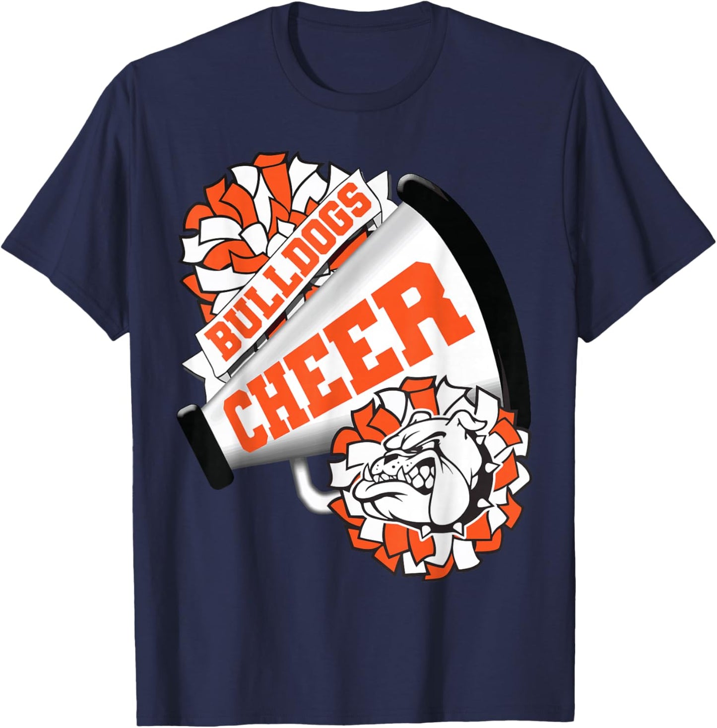 Bulldogs Cheerleading Back To School Cheer Team Orange T-Shirt - T-Shirt | Navy