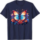 Butterfly Flowers T-Shirt - T-Shirt | Navy