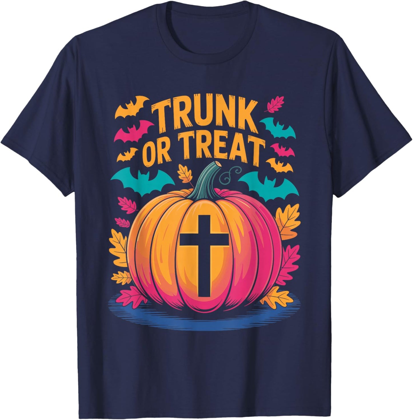 Trunk Or Treat Halloween Costume Christian Pumpkin Church T-Shirt - T-Shirt | Navy