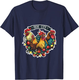 Ybor City Tampa Florida Chickens Roosters Christmas Lights T-Shirt - T-Shirt | Navy