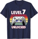 7th Birthday Boy Level 7 Unlocked 7 Year Old Birthday Gamer T-Shirt - T-Shirt | Navy