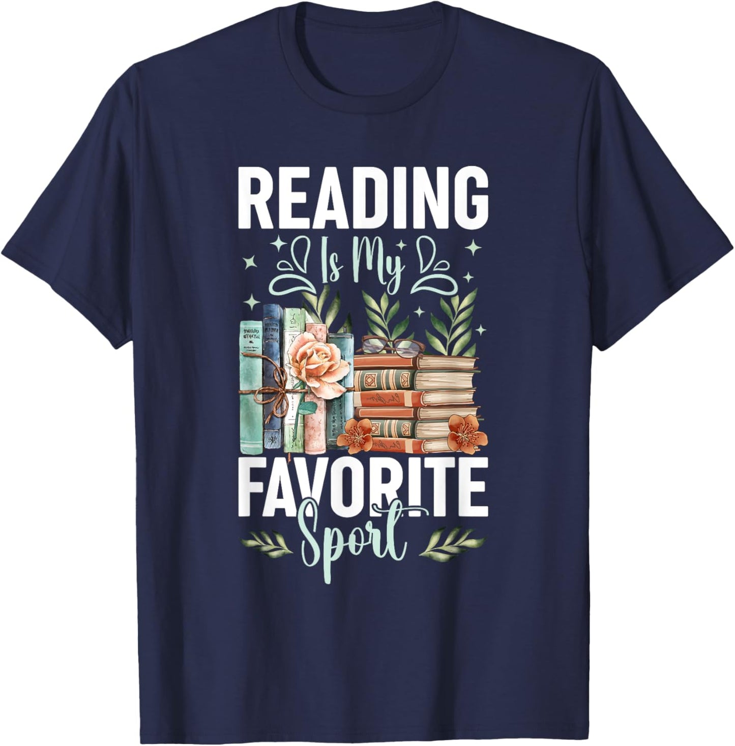 Reading Is My Favorite Sport Bookworm T-Shirt - T-Shirt | Navy
