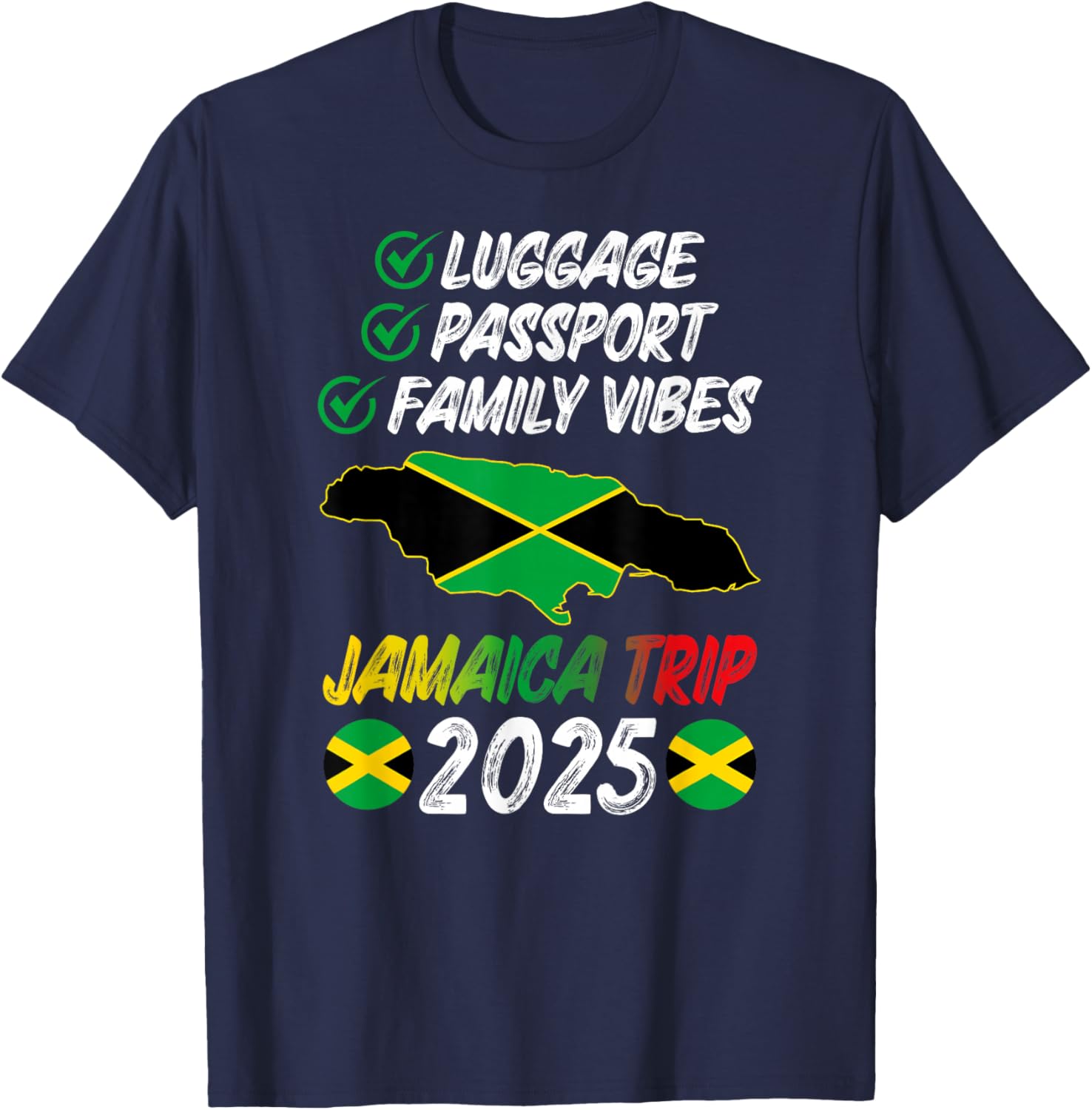 Family Vibes Jamaica Family Trip 2025 Jamaica Vacation T-Shirt - T-Shirt | Navy