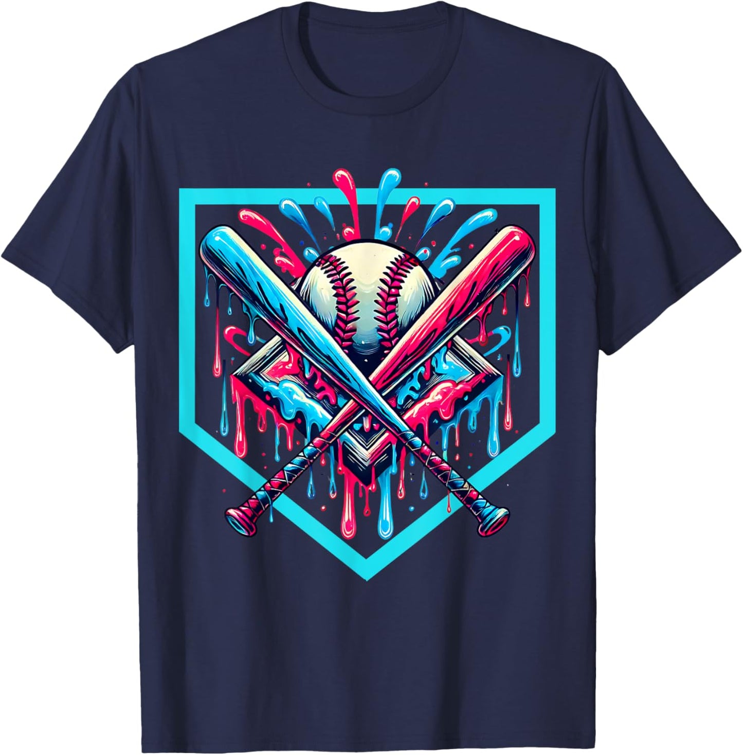 Cool Sport Softball & Baseball Home Plate Drip T-Shirt - T-Shirt | Navy