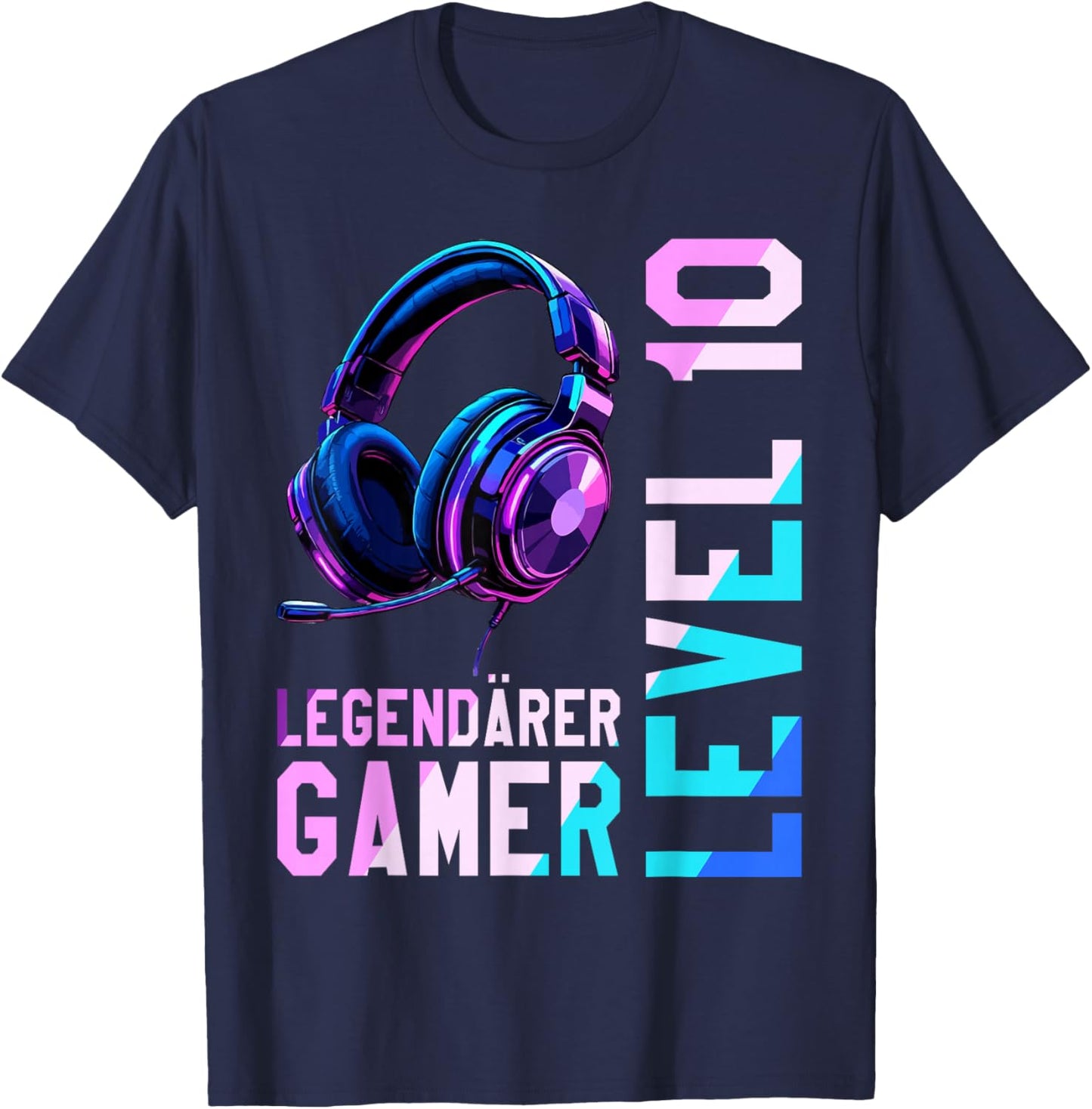 10th Birthday Boy Girl Teenager Level 10 Years Gamer T-Shirt - T-Shirt | Navy