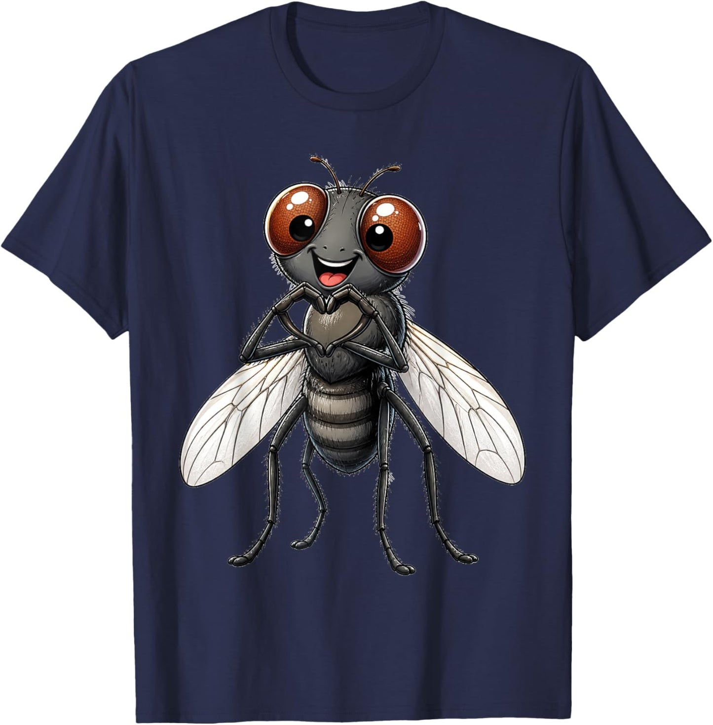 Fly with Heart | Cute Housefly Heart Symbol T-Shirt - T-Shirt | Navy