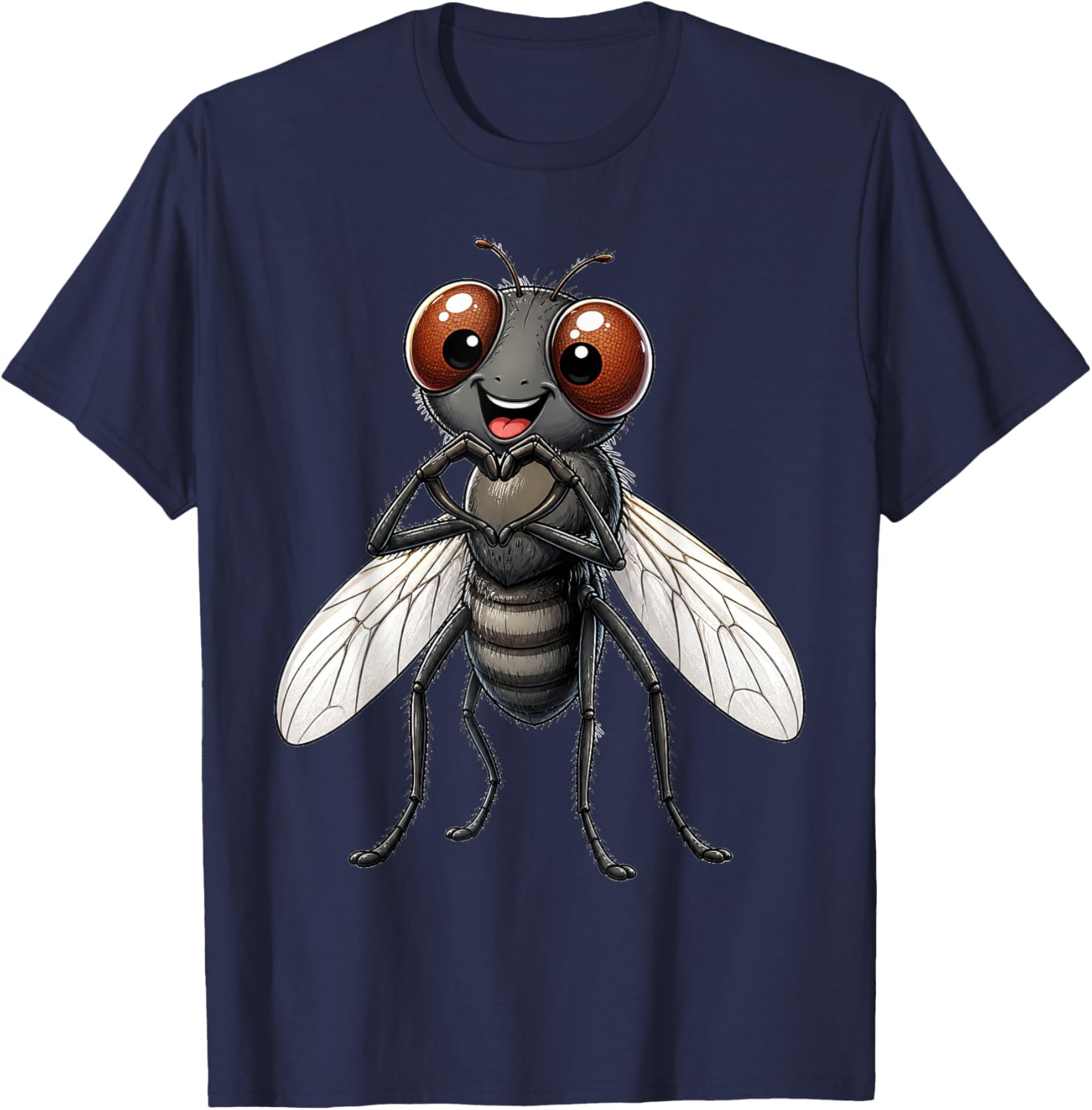 Fly with Heart | Cute Housefly Heart Symbol T-Shirt - T-Shirt | Navy