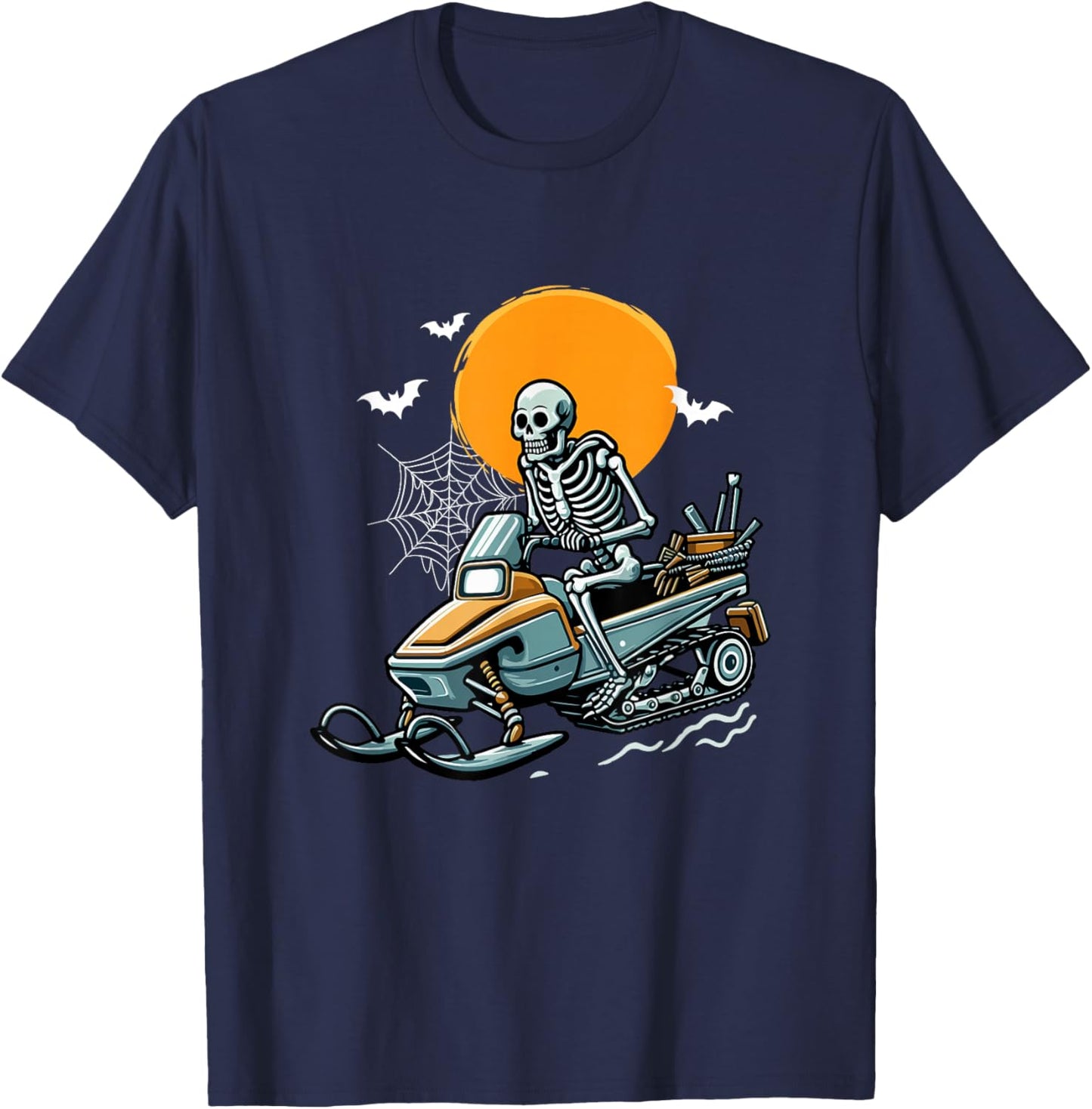 Skeleton Snowmobile Halloween Costume Sports Lover Family T-Shirt - T-Shirt | Navy
