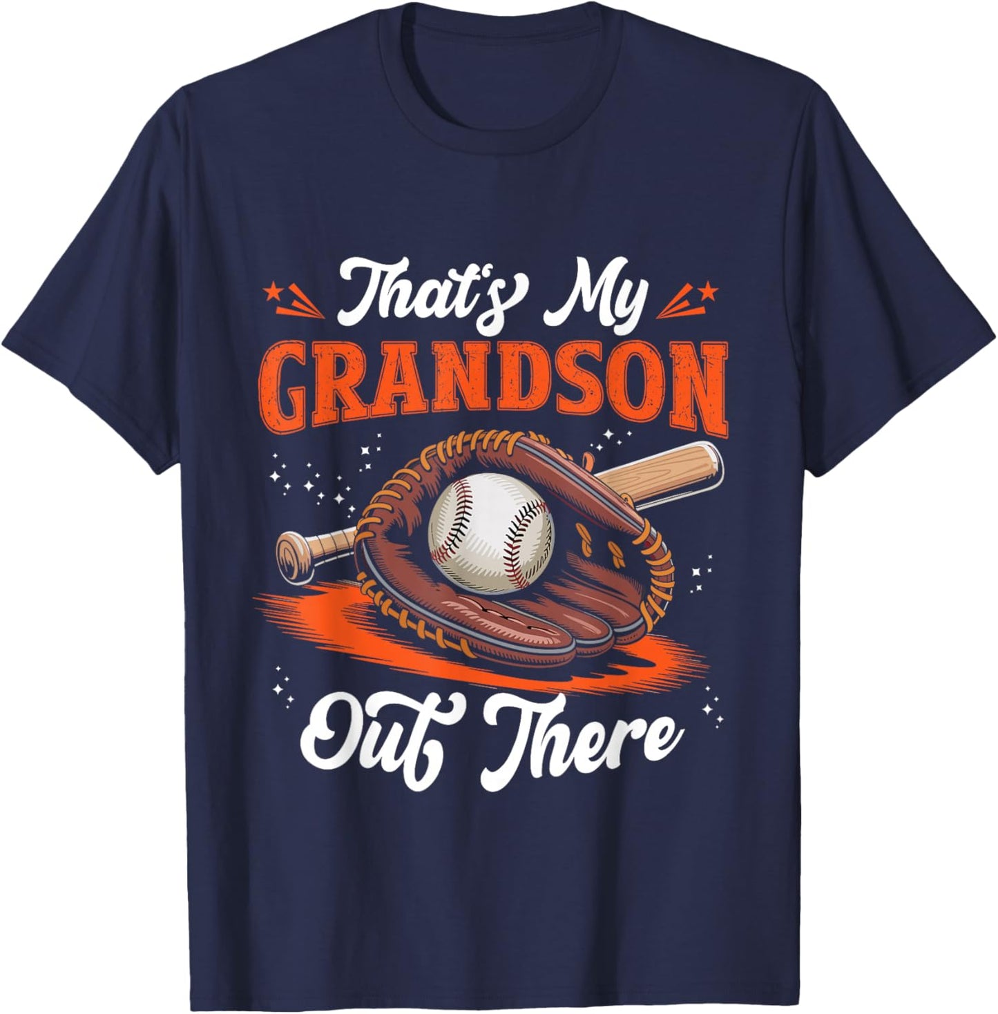 That's My Grandson Out There Baseball Grandma Grandpa Funny T-Shirt - T-Shirt | Navy