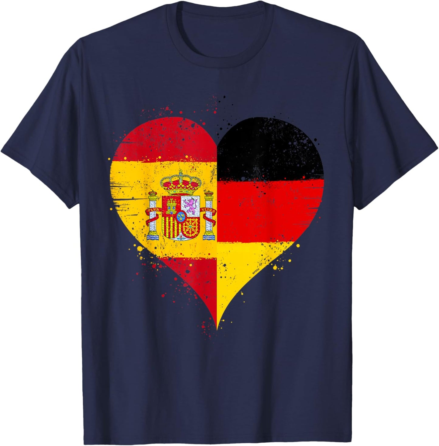 Spanien Deutschland Flagge Stolze Spanisch Deutsch Fans T-Shirt - T-Shirt | Navy