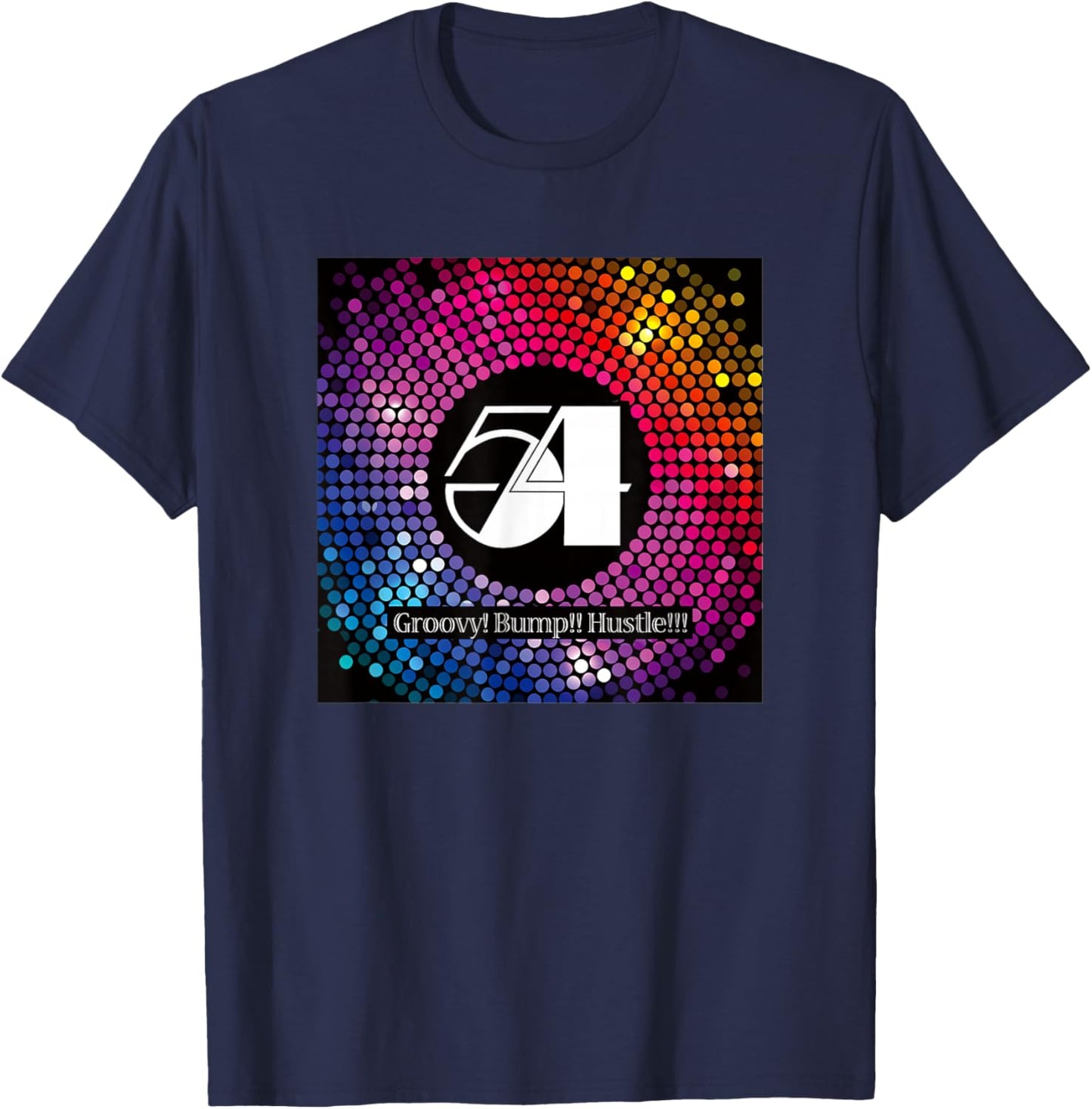 Disco Freaks Store Men's Studio 54 Retro Disco Black Graphic , Small, Short Sleeve, , Classic Fit, Lightweight T-Shirt - T-Shirt | Navy
