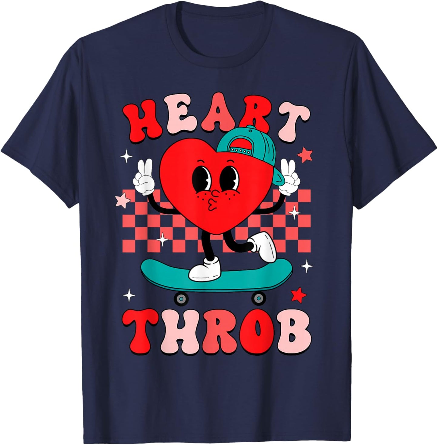 Heart Throb Groovy Valentine Skateboard Toddler Boy Kid T-Shirt - T-Shirt | Navy
