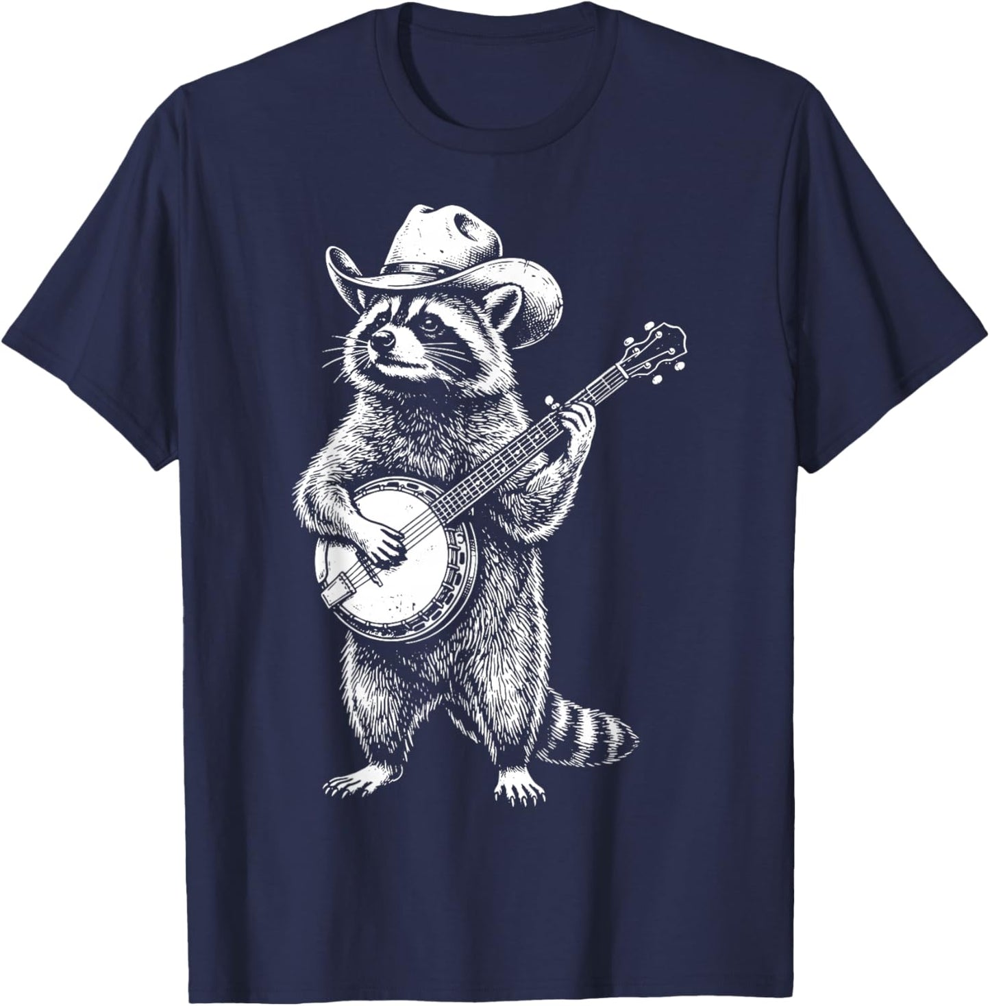Raccoon Playing Banjo T-Shirt - T-Shirt | Navy