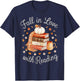 Fall In Love With Reading Book Autumn Pumpkins And Teachers T-Shirt - T-Shirt | Navy