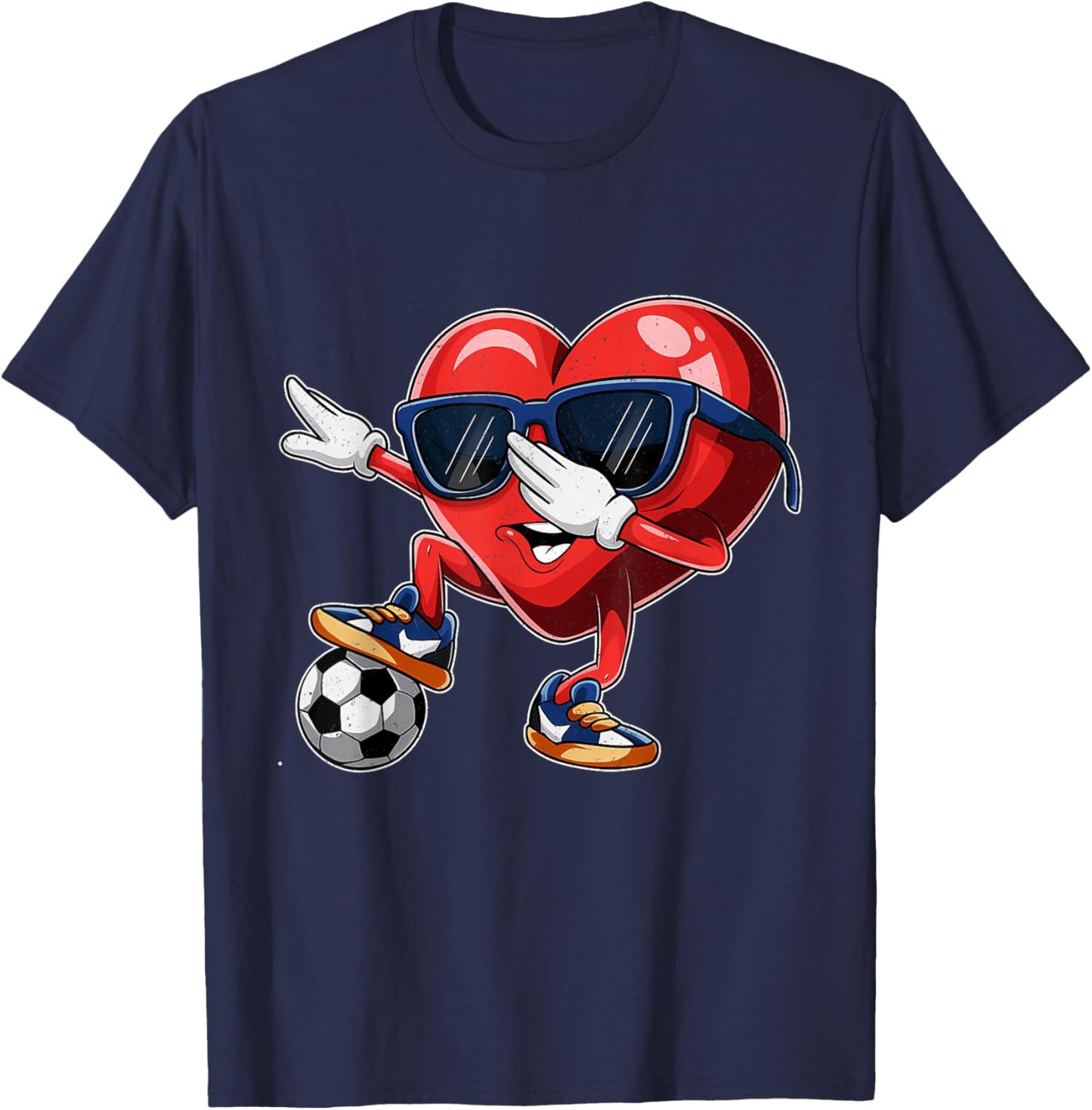 Valentine's Day Heart Dabbing Heart Player Soccer Boys Girl T-Shirt - T-Shirt | Navy