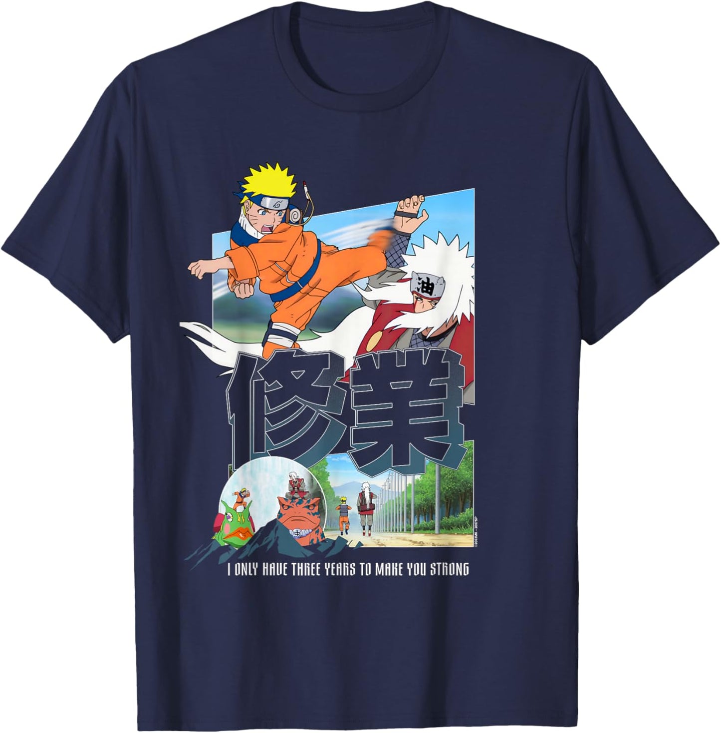 Naruto Shippuden Training with Jiraiya Make You Strong Anime T-Shirt - T-Shirt | Navy