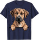 Black Mouth Cur Funny Peeking Pocket Puppy Dog Lover T-Shirt - T-Shirt | Navy