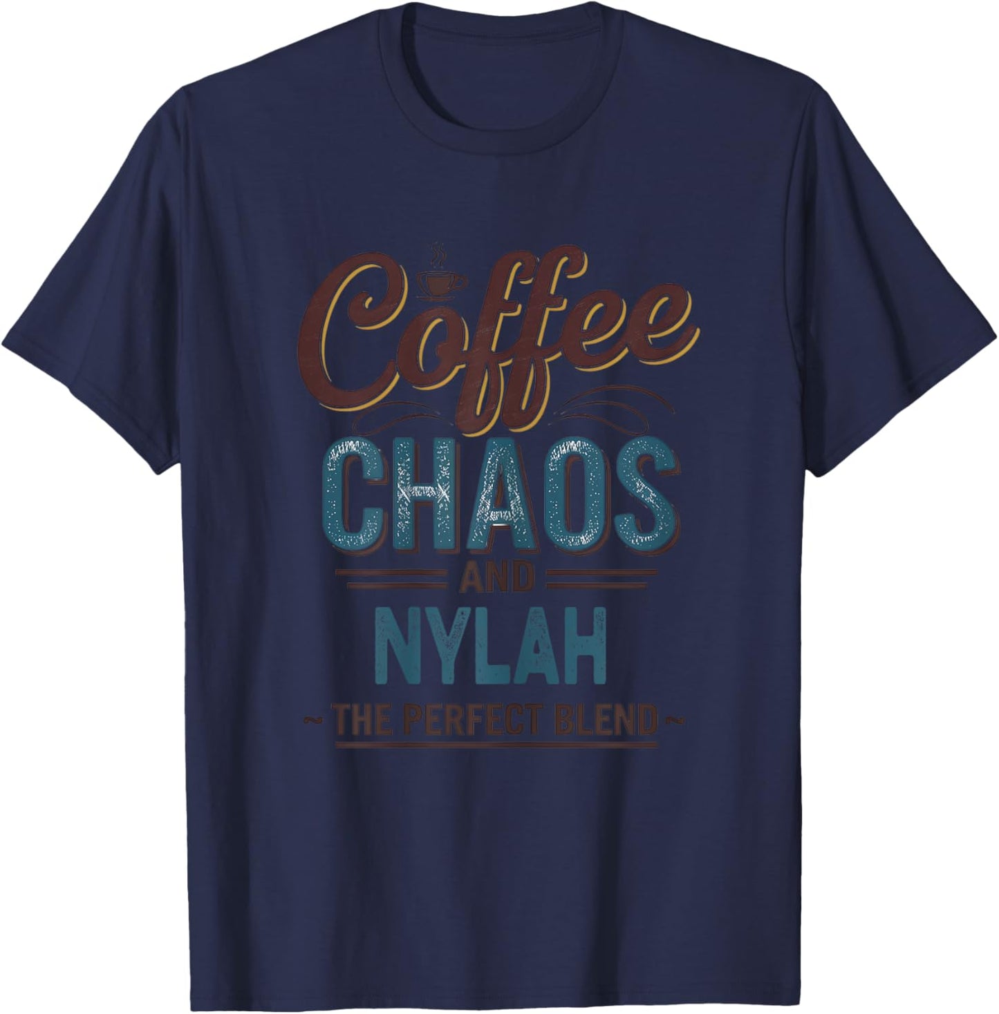 NYLAH Personalized Cute Coffee Girls NYLAH Name T-Shirt - T-Shirt | Navy