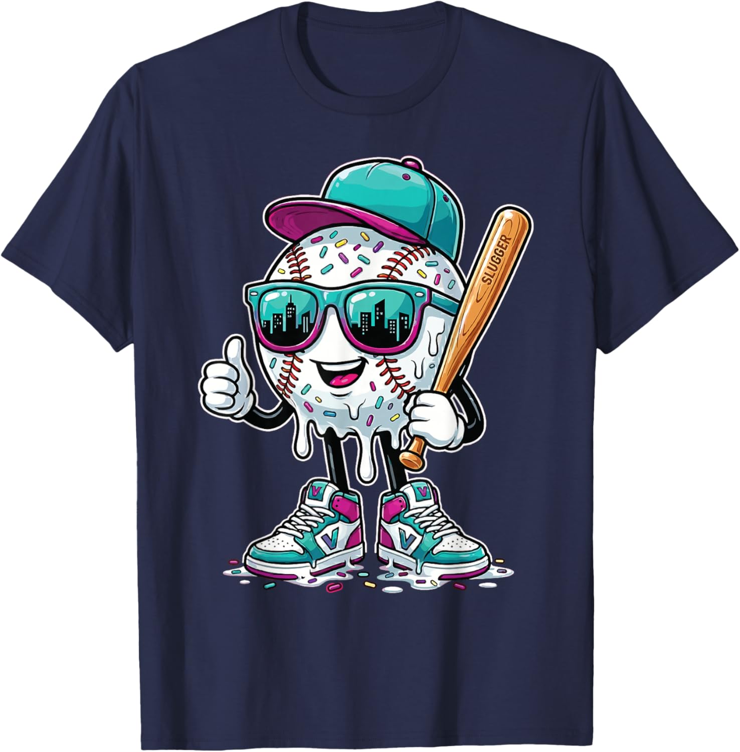 Baseball Drip Shirt for Boys | Baseball 101 Apparel Youth T-Shirt - T-Shirt | Navy