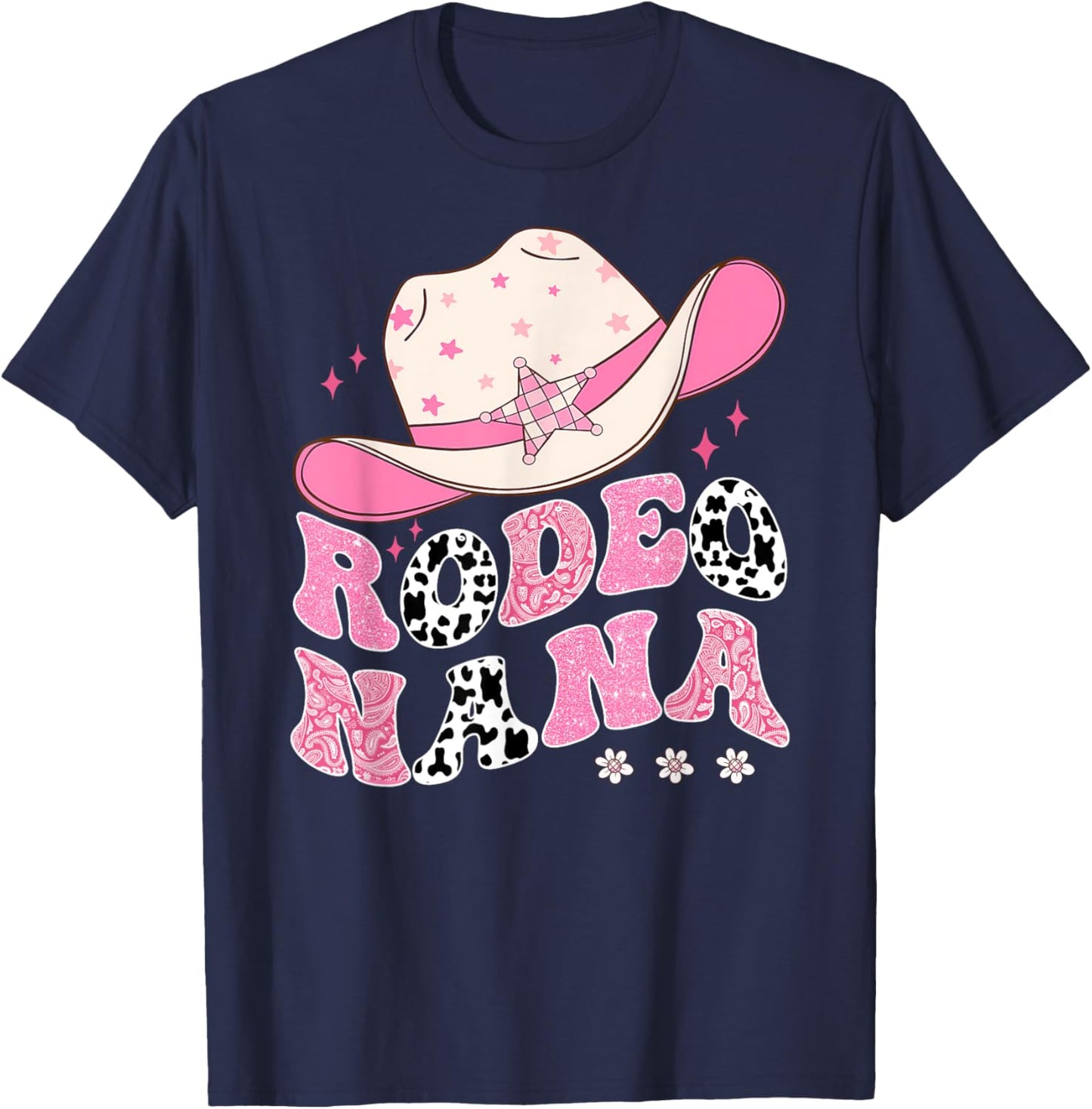 Rodeo Nana Pink CowGirl 1St Birthday Family Matching T-Shirt - T-Shirt | Navy