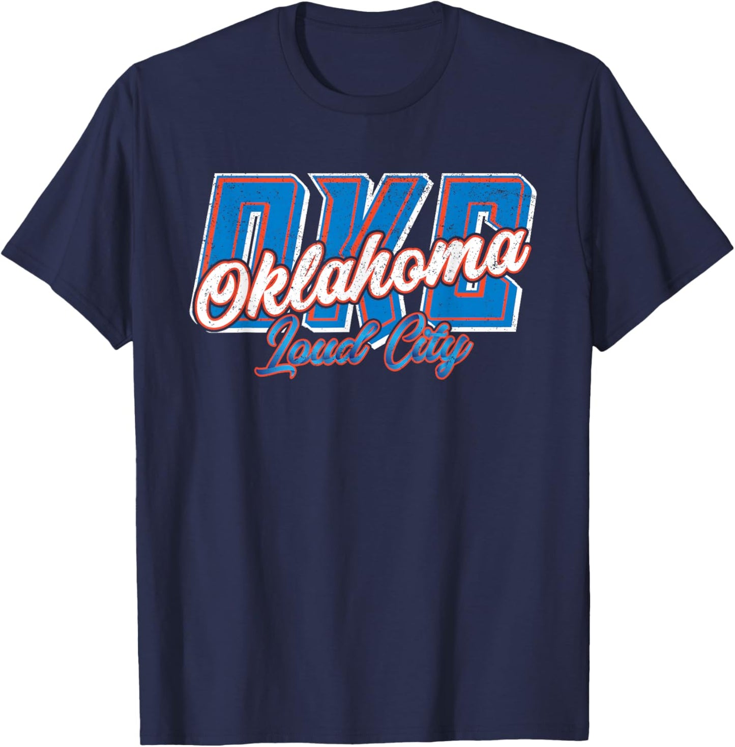 Vintage OKC Distressed Oklahoma Loud City Retro T-Shirt - T-Shirt | Navy
