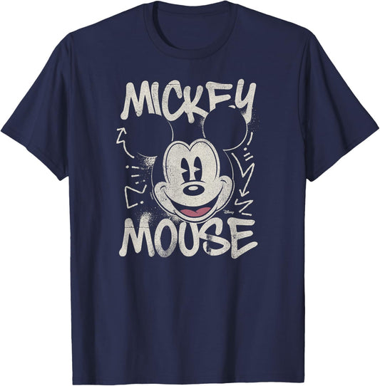 Mickey Mouse - Tonal Washed Graffiti T-Shirt - T-Shirt | Navy