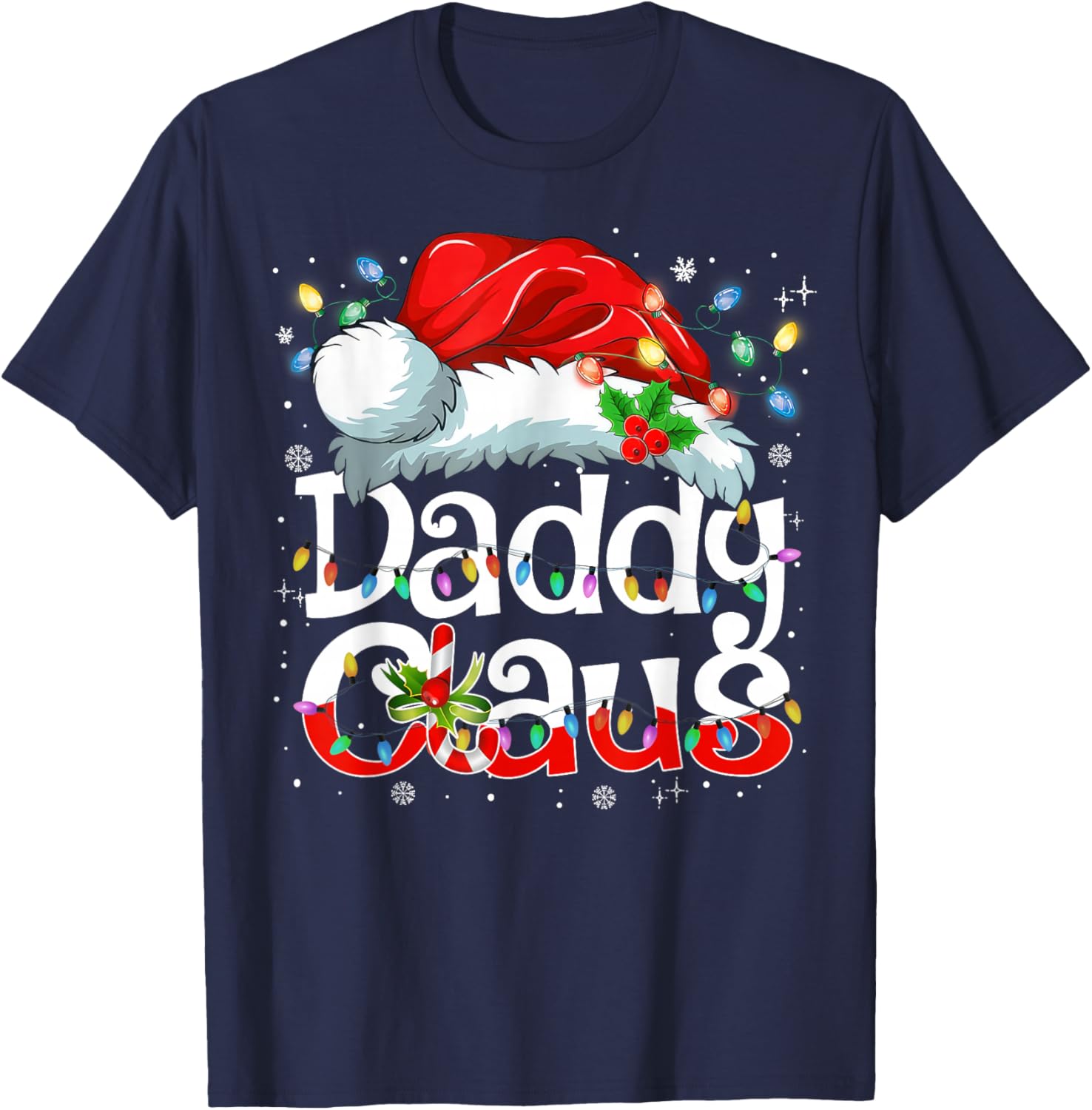 Daddy Claus Christmas Pajama Family Matching Xmas Light T-Shirt - T-Shirt | Navy