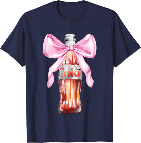 Coca-Cola Diet Coke With Cute Pink Ribbon Vintage T-Shirt - T-Shirt | Navy