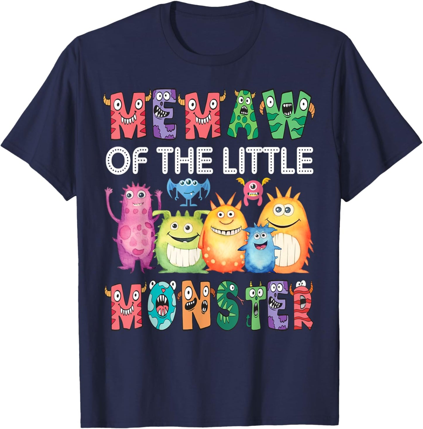 Memaw Of The Little Monster Kids 1St Birthday Party T-Shirt - T-Shirt | Navy