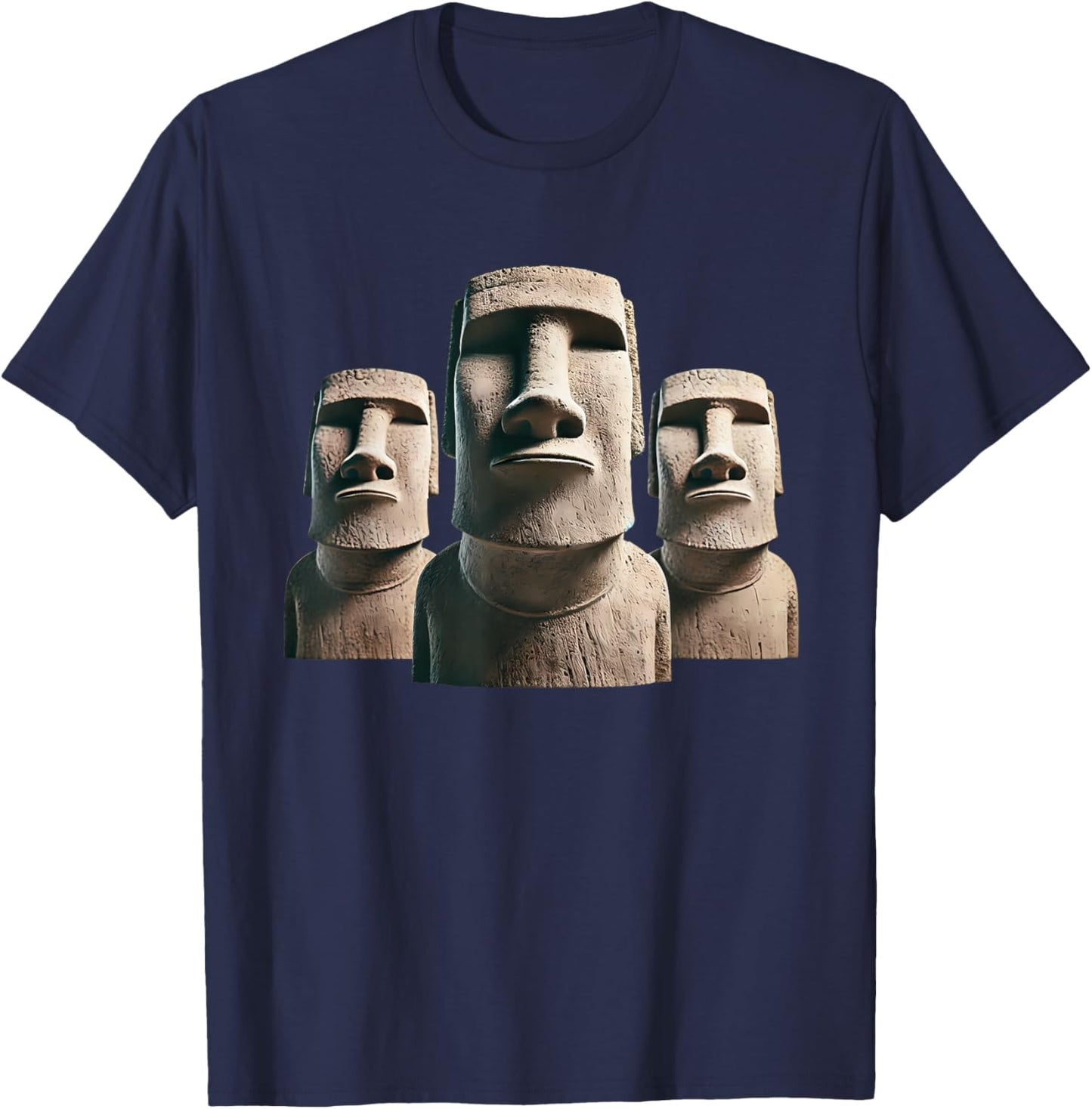 Moai Statue, Moai Monoliths, Easter Island Moai T-Shirt - T-Shirt | Navy