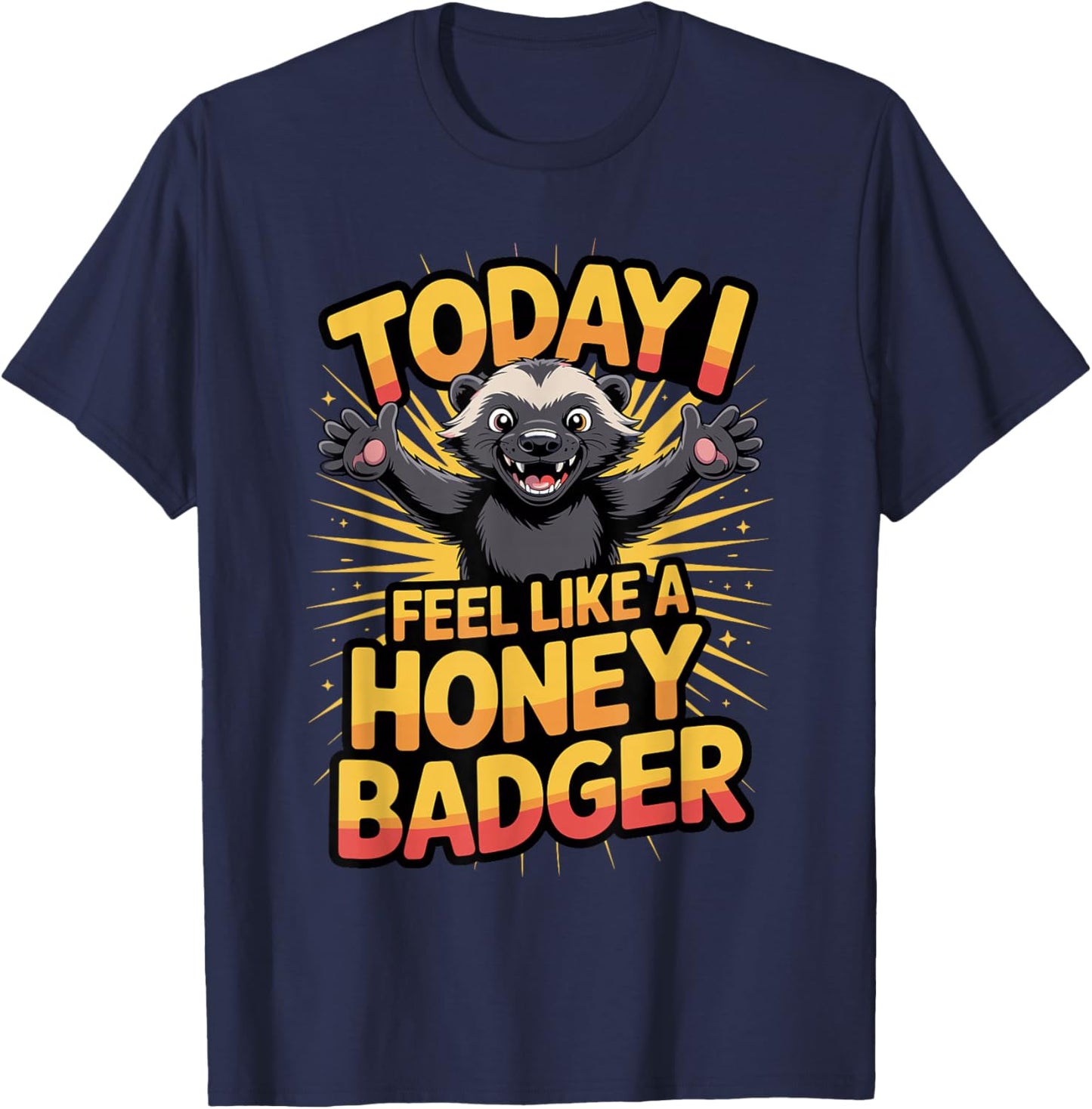 Fun Awesome Happy Vivid Mellivora Bold Stylized Honey Badger T-Shirt - T-Shirt | Navy