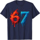 67 Six Seven 6-7 Flaming Ice – Funny Teen Kids Brainrot Meme T-Shirt - T-Shirt | Navy