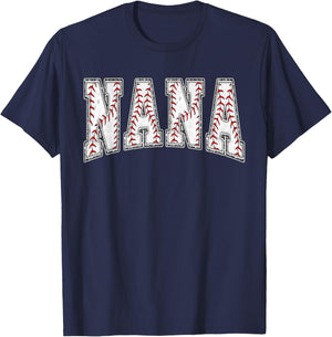 Baseball Nana Baseball Nephew Mothers Day Women Proud Retro T-Shirt - T-Shirt | Navy