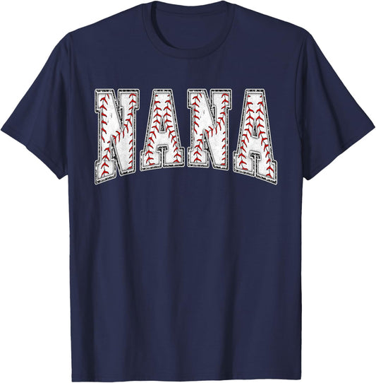 Baseball Nana Baseball Nephew Mothers Day Women Proud Retro T-Shirt - T-Shirt | Navy
