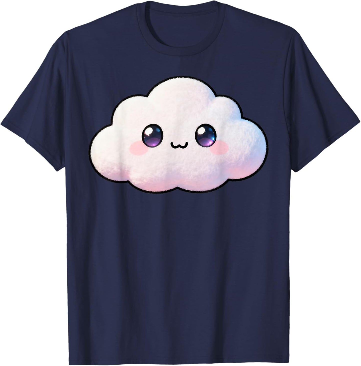 Cute Kawaii White Cloud Costume Pastel Aesthetic T-Shirt - T-Shirt | Navy