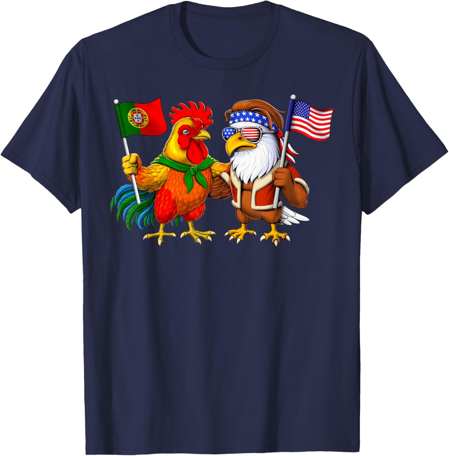 Portugal USA Flag Portuguese Heritage American Roots T-Shirt - T-Shirt | Navy