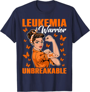 Leukemia Awareness Month Warrior Unbreakable Women Girls T-Shirt - T-Shirt | Navy