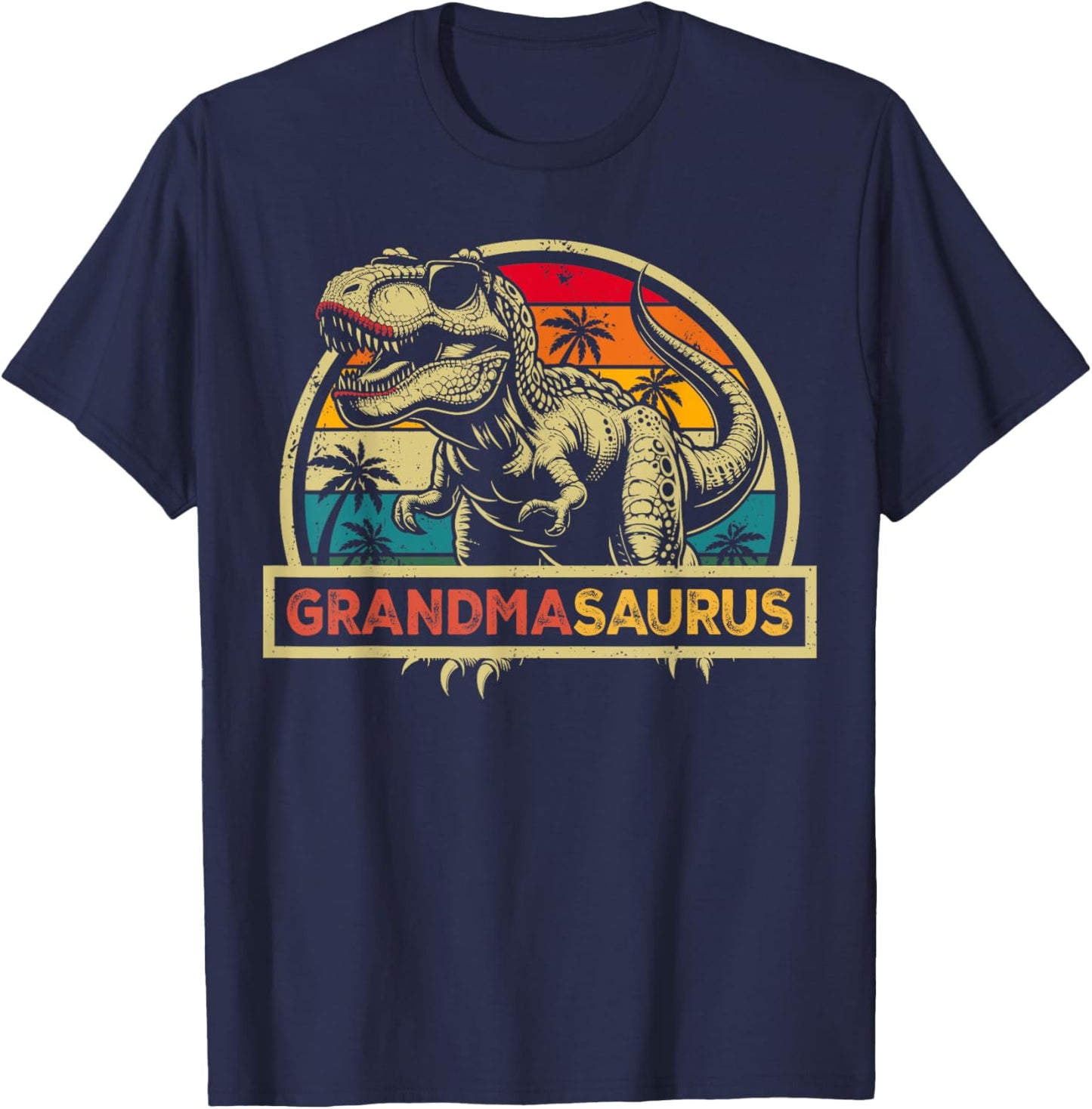 Grandmasaurus T Rex Dinosaur Grandma Saurus Family Matching T-Shirt - T-Shirt | Navy