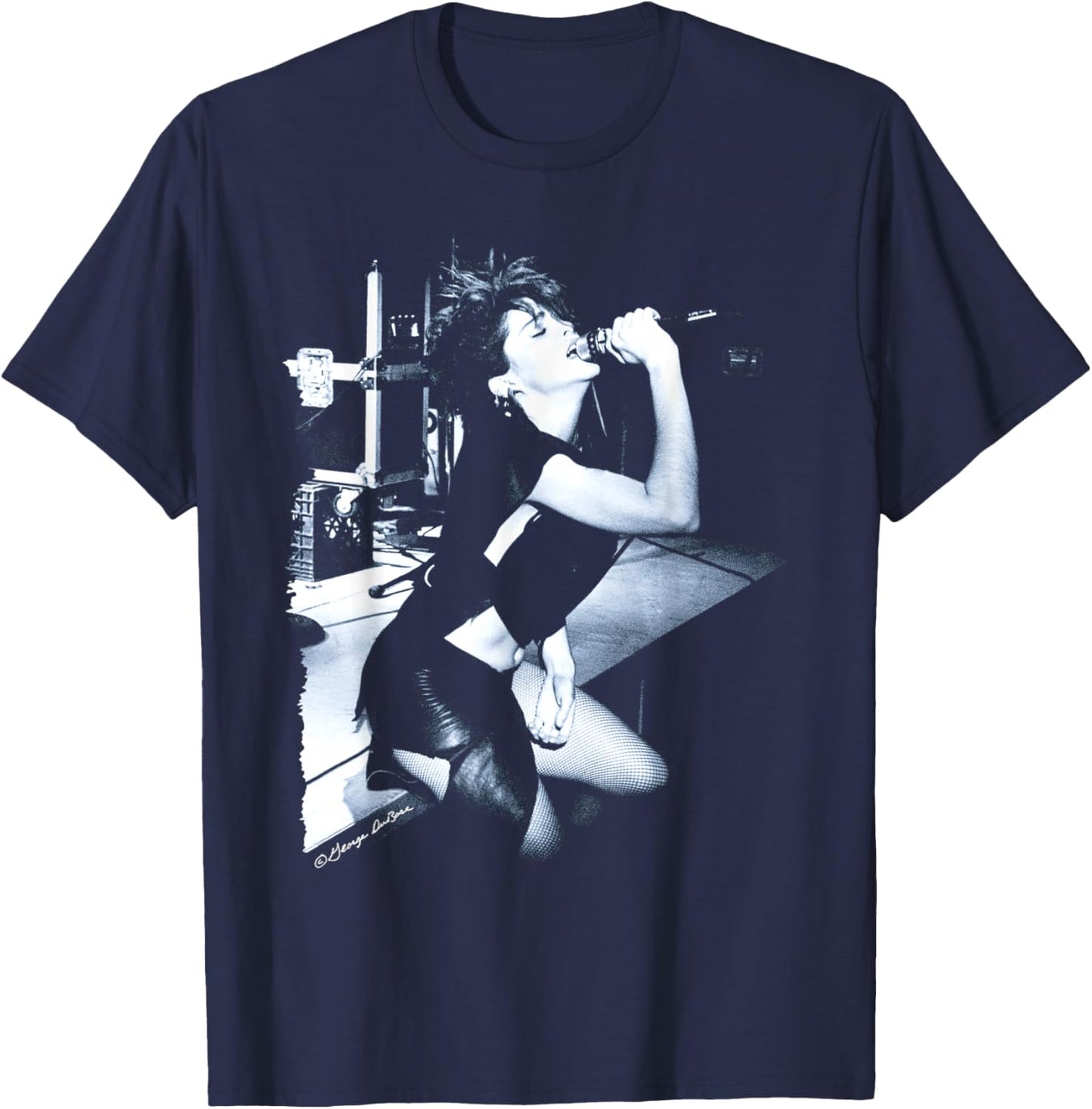 Madonna Early Live Performance B&W Photo By George DuBose T-Shirt - T-Shirt | Navy