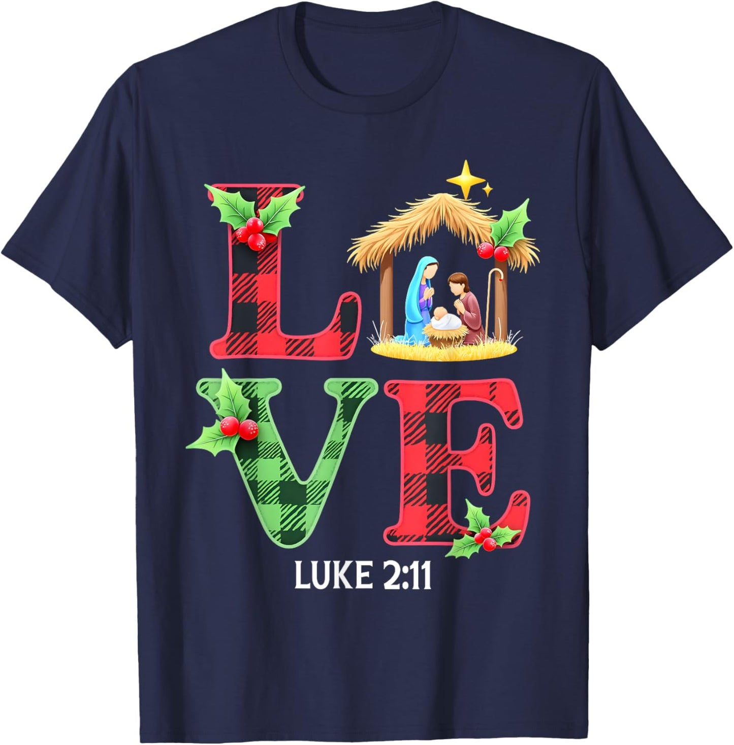 Love Nativity Christmas Jesus Xmas Christian Family Matching T-Shirt - T-Shirt | Navy