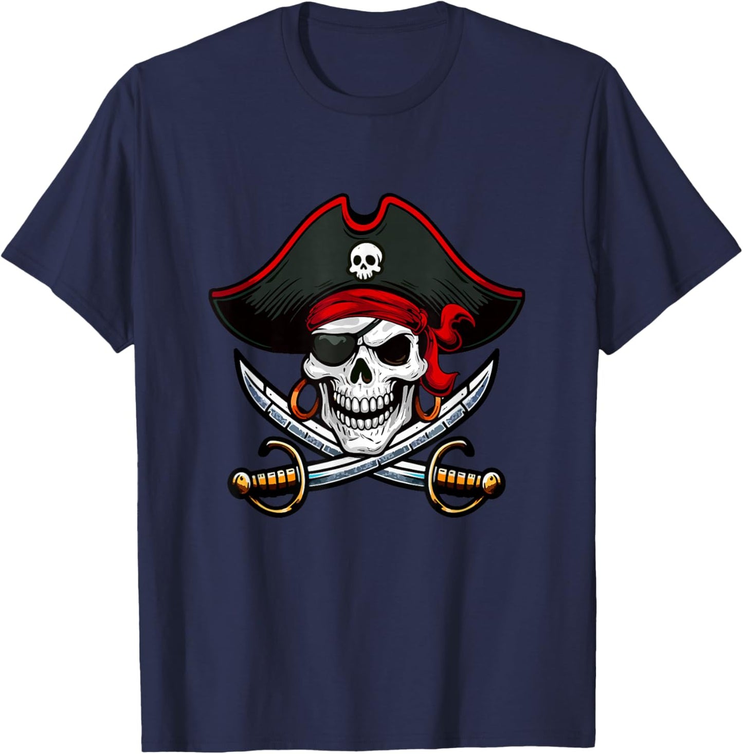 Horro Skull Pirate Matching Funny Parties Costume Family T-Shirt - T-Shirt | Navy