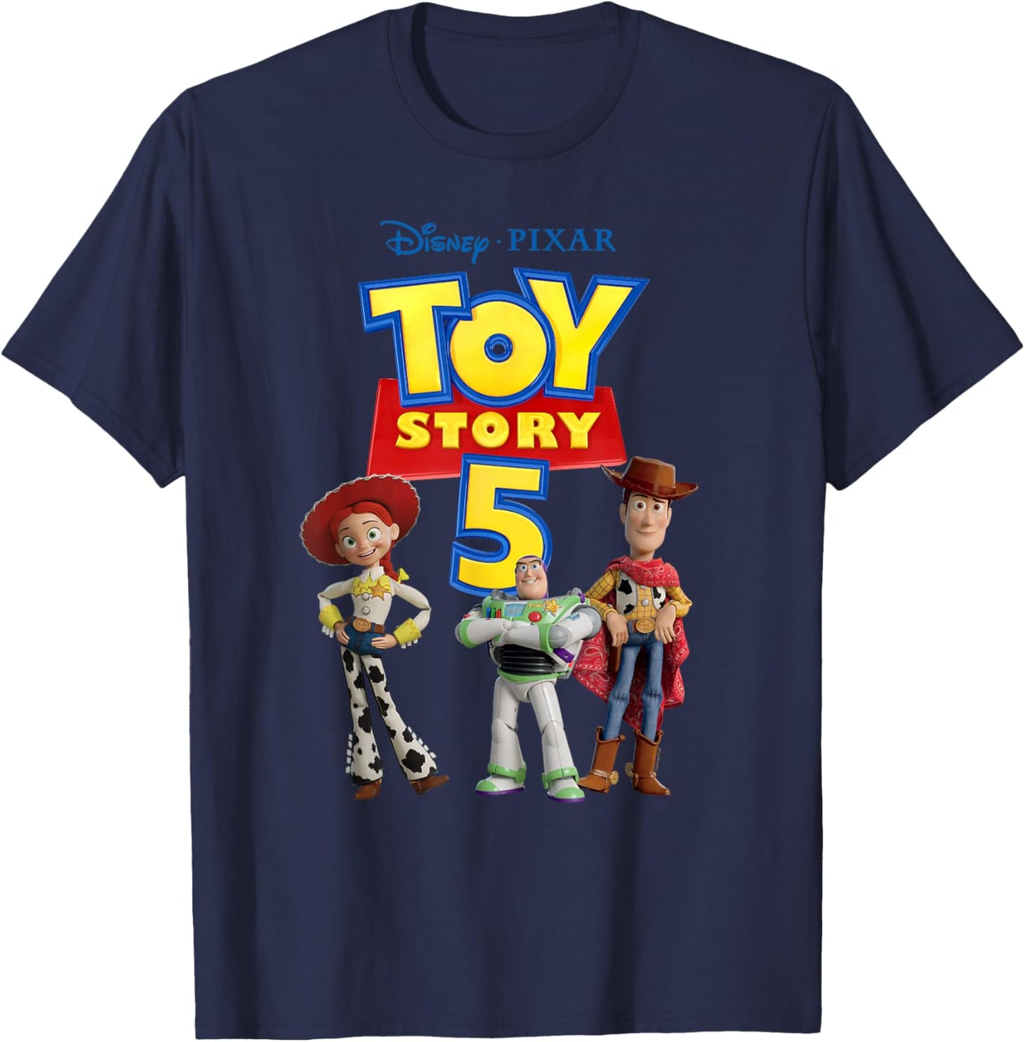Disney and Pixar's Toy Story 5 Logo & Our Hero Trio T-Shirt - T-Shirt | Navy