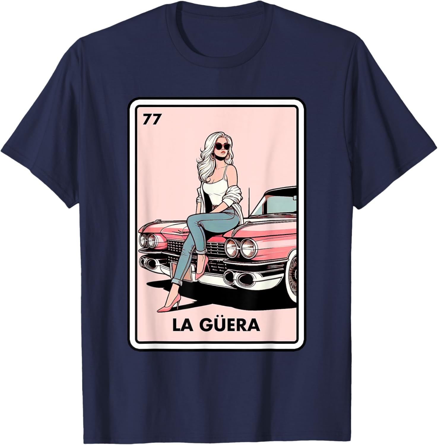 Mexican Chicana Chingona Girls La Guera Mexican Bingo Card T-Shirt - T-Shirt | Navy