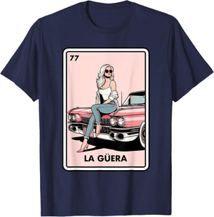 Mexican Chicana Chingona Girls La Guera Mexican Bingo Card T-Shirt - T-Shirt | Navy